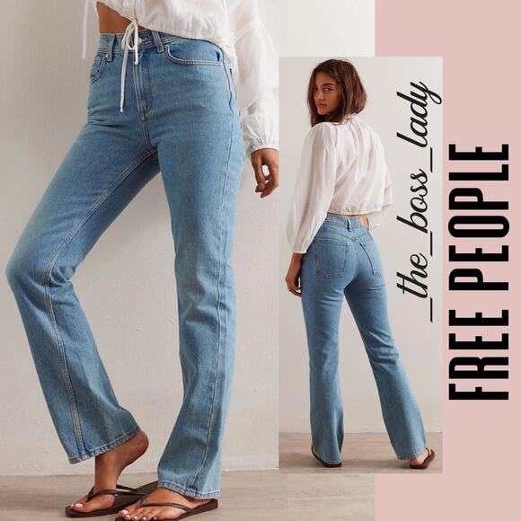 Free People straight-leg jeans high rise cotton boho brown streetwear 26